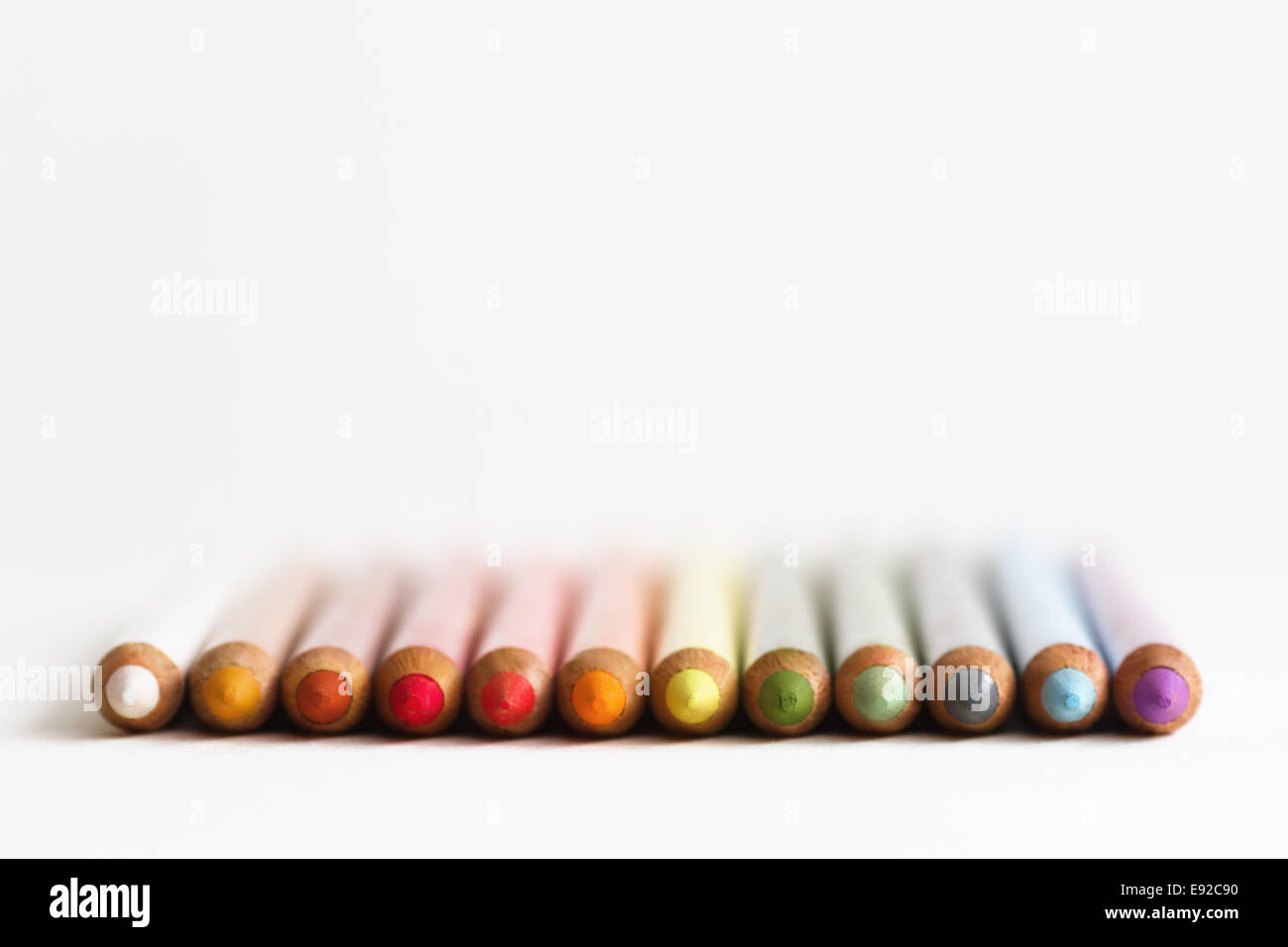 colorful crayons in a row Stock Photo