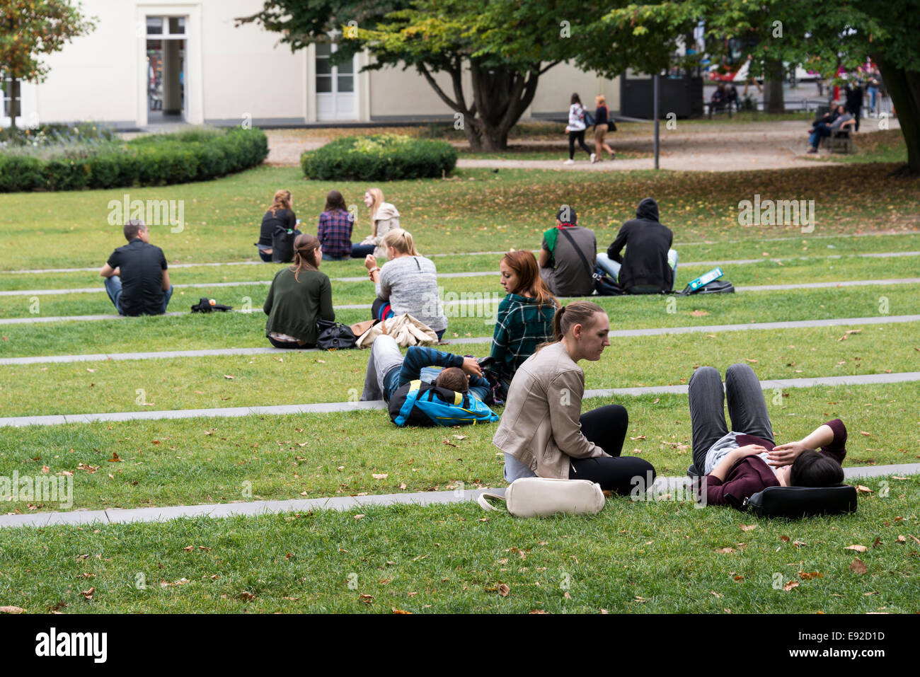 young people relax in the park on summer day Stock Photo