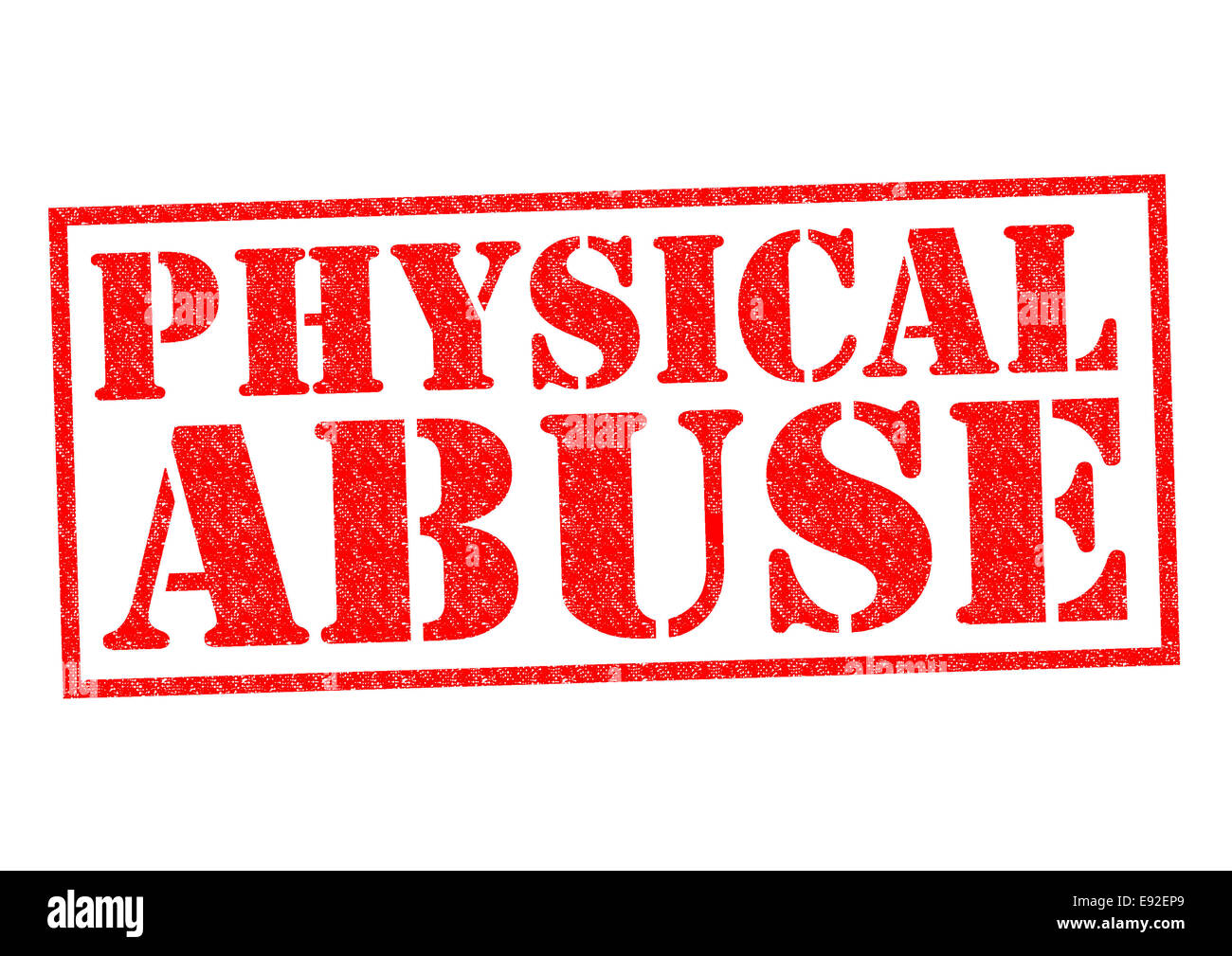 PHYSICAL ABUSE red Rubber Stamp over a white background. Stock Photo
