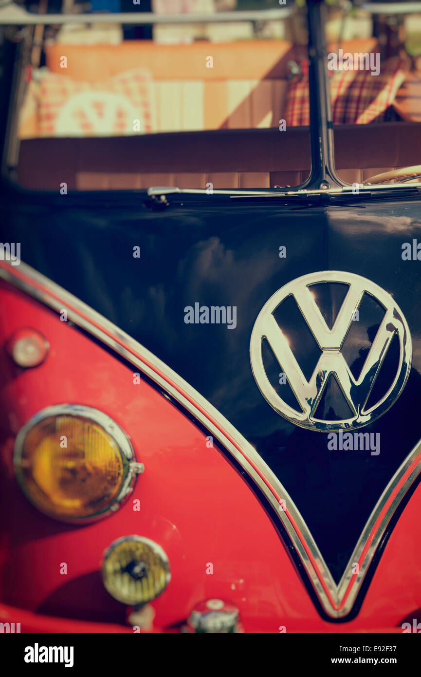 VW Split Screen Volkswagen camper van at a VW show. England. Vintage ...