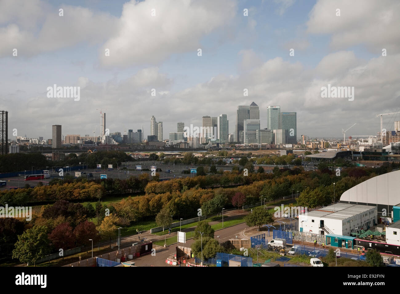 Boris Johnson, Mayor of London visits new apartments being built on the Greenwich Peninsula by Wates Construction, this is the fantastic view from the 8th floor Stock Photo