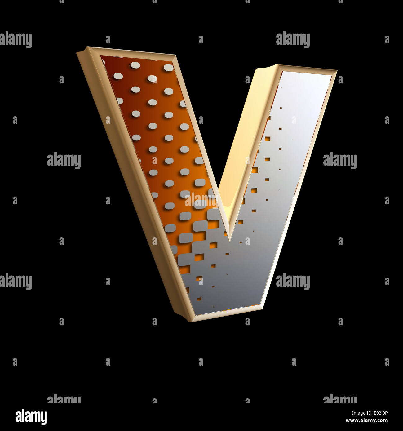 3d abstract letter with modern halftone pattern - V Stock Photo - Alamy