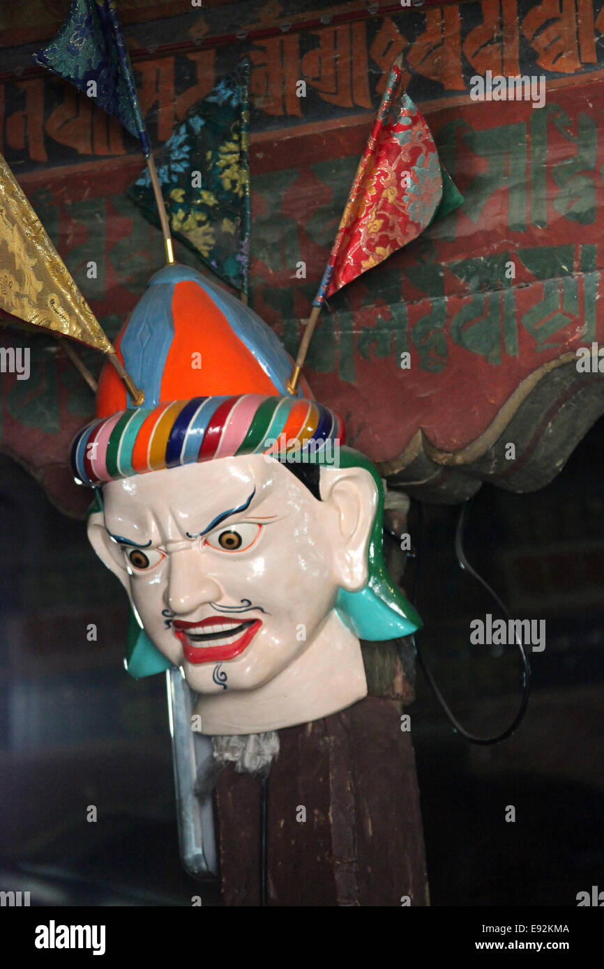 Mask at Thiksay Monastery in Ladakh Stock Photo