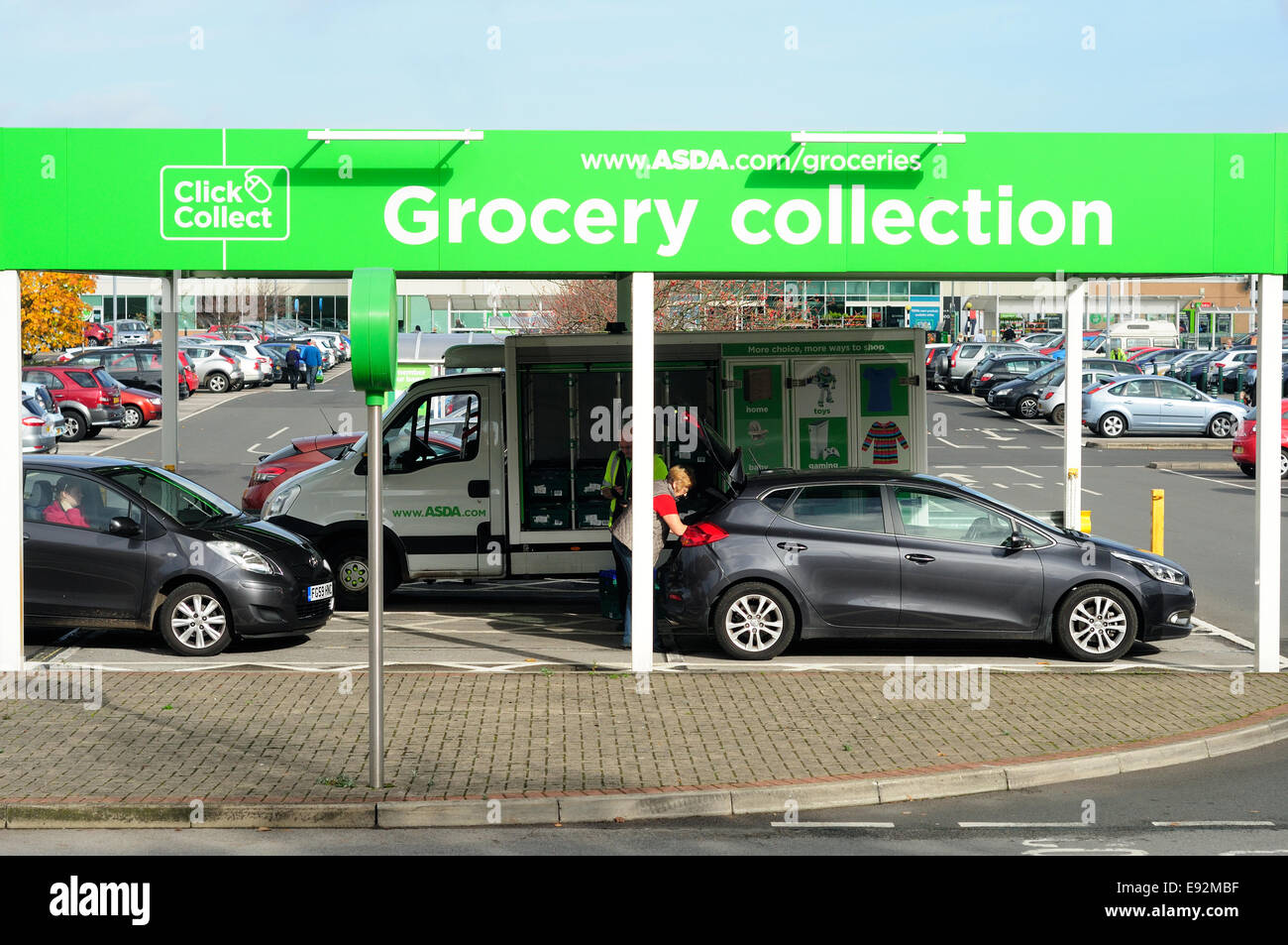 Asda Supermarket 'Click and Collect ' Grocery Point . Mansfield ,UK