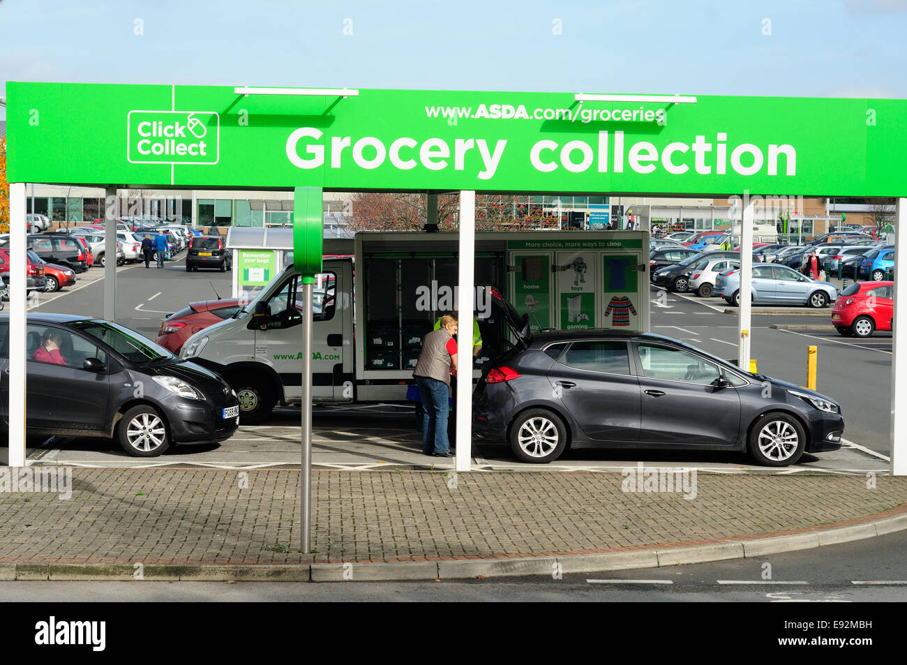 Asda Supermarket 'Click and Collect ' Grocery Point . Mansfield ,UK