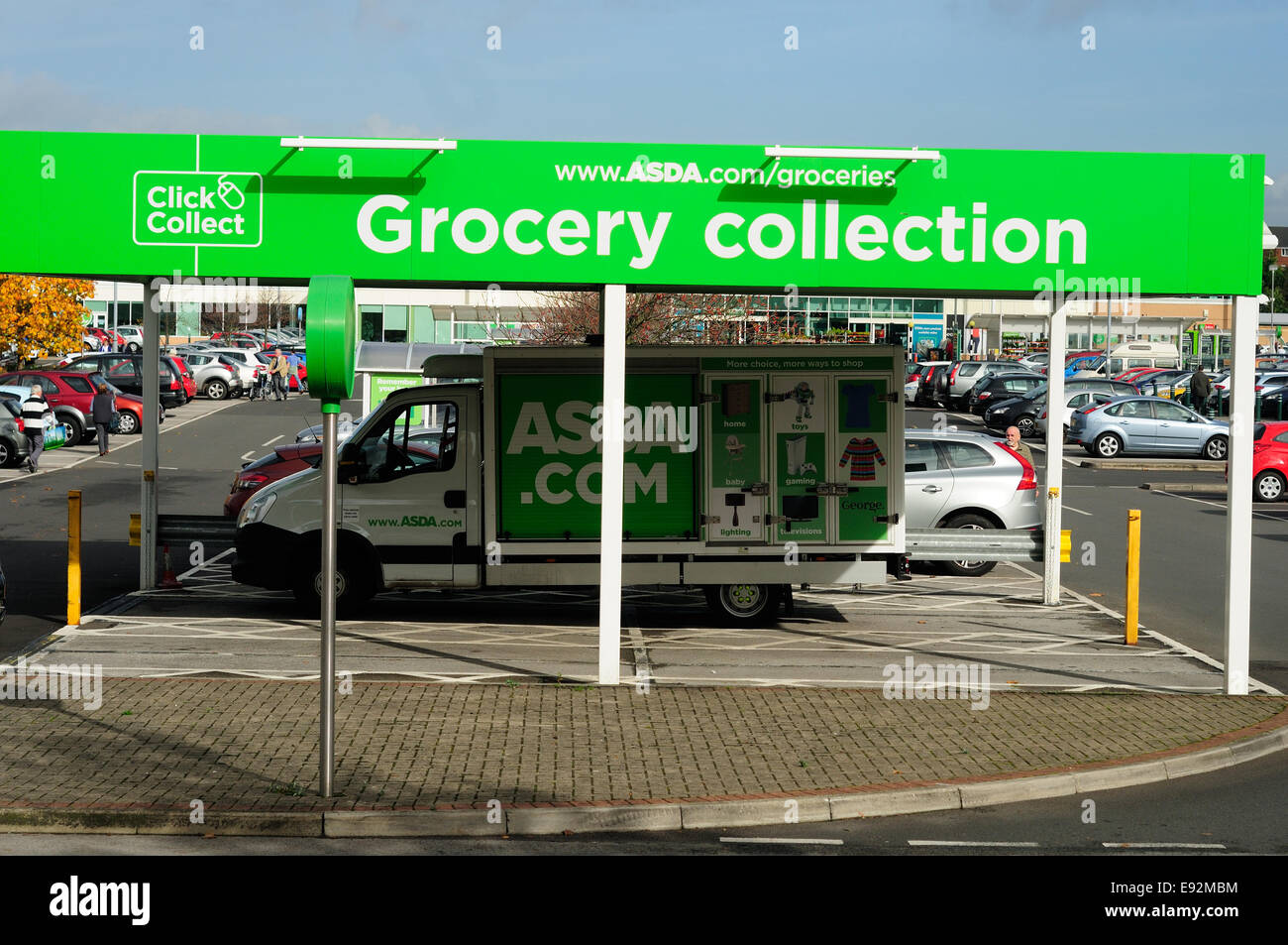 Asda Supermarket 'Click and Collect ' Grocery Point . Mansfield ,UK