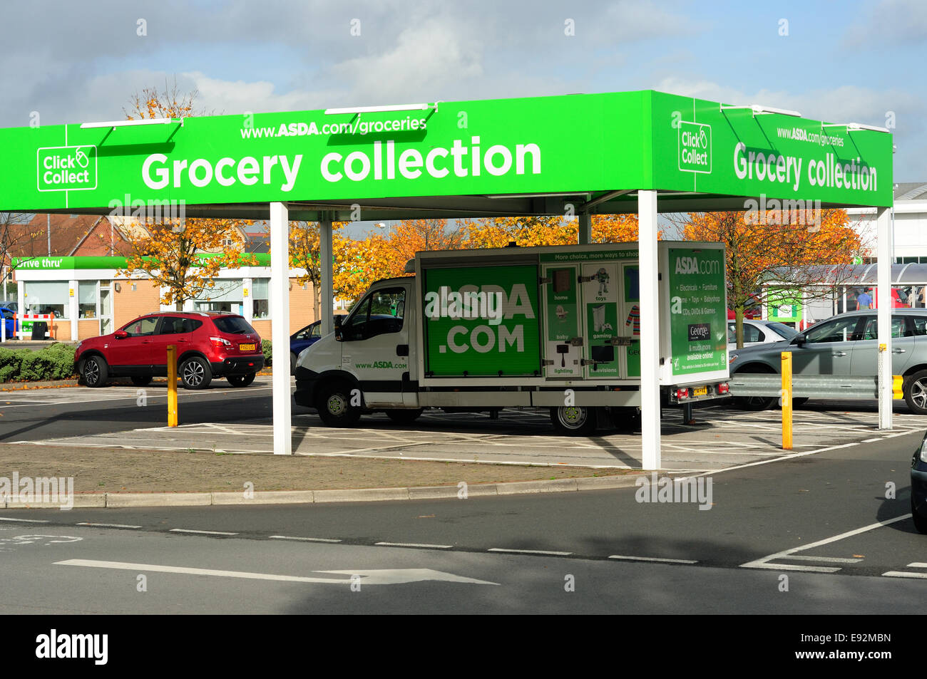 Asda Supermarket 'Click and Collect ' Grocery Point . Mansfield ,UK