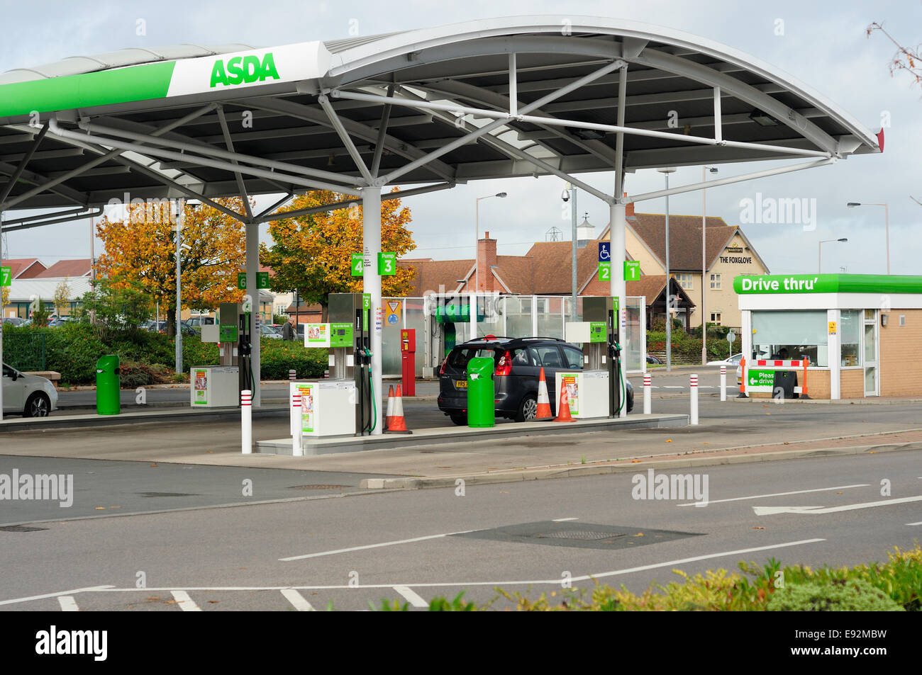 Asda Supermarket Petrol Station ,Forest Town Mansfield UK . Stock Photo