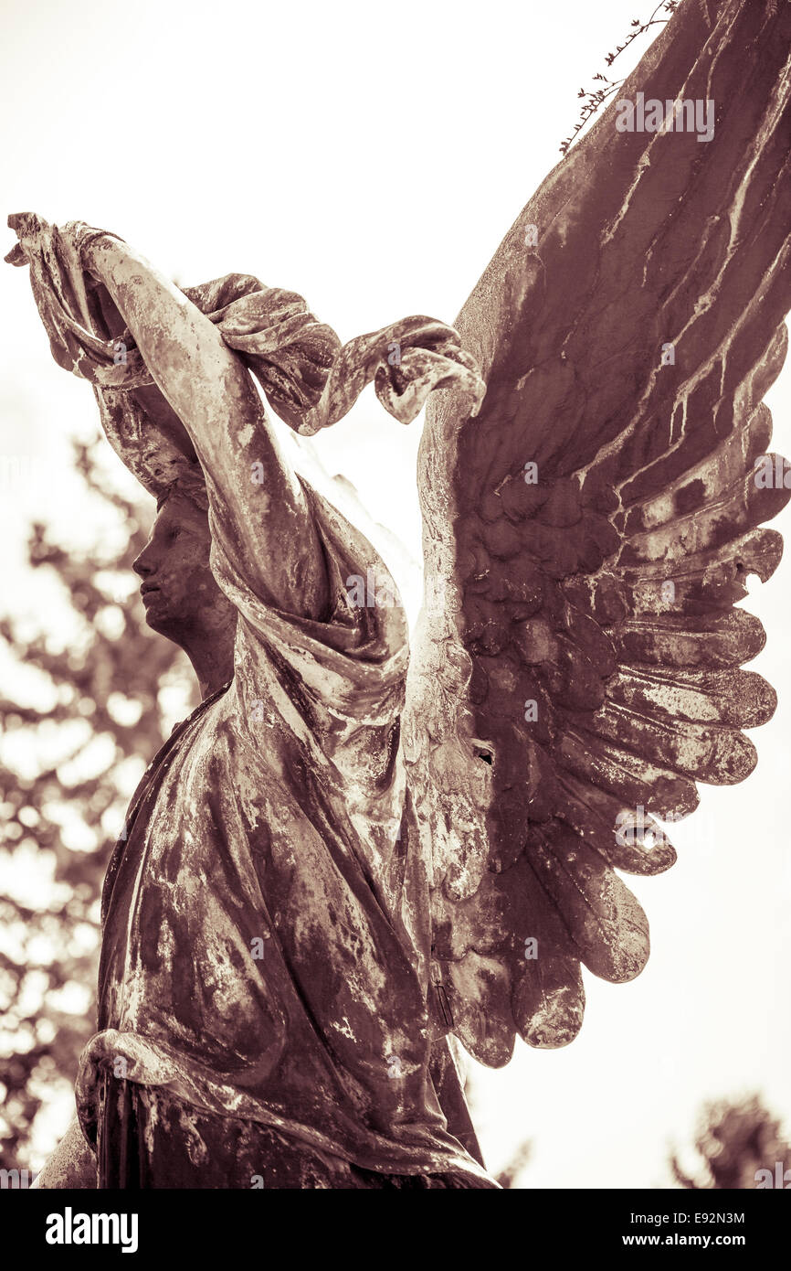 vintage shoot of an bronze angel. Unknown artist of the 18th century ...