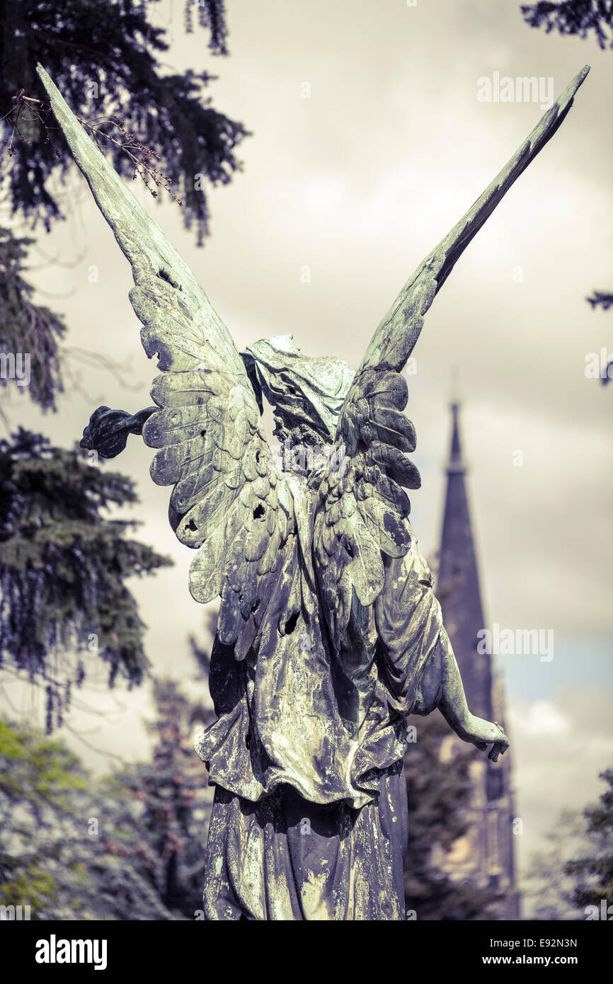 vintage shoot of an bronze angel. Unknown artist of the 18th century ...