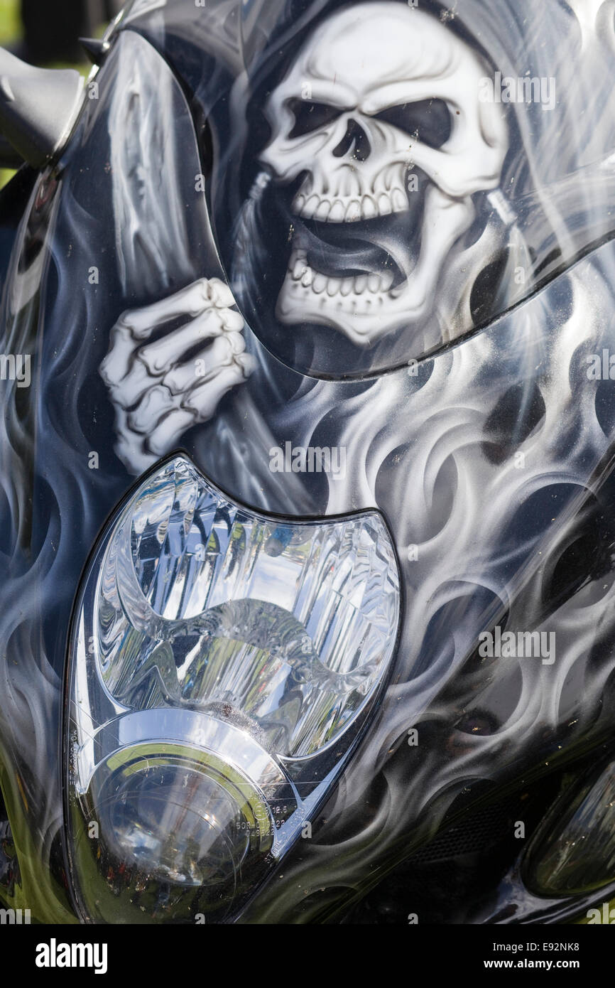 Front end of a spray painted Motorcycle Stock Photo Alamy