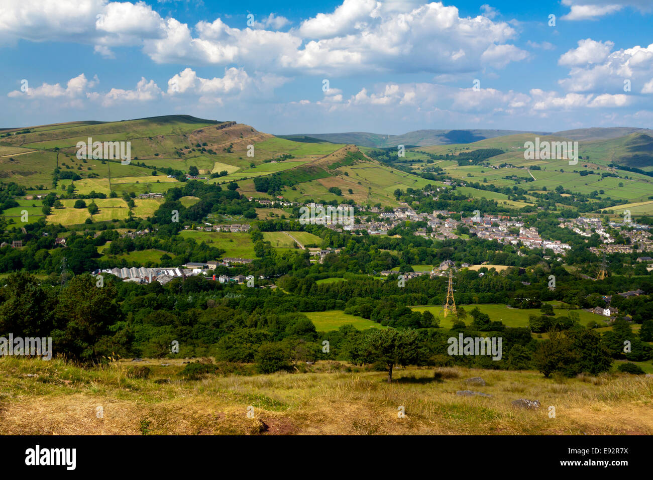 View of Chapel en le Frith from the summit of Eccles Pike in the High