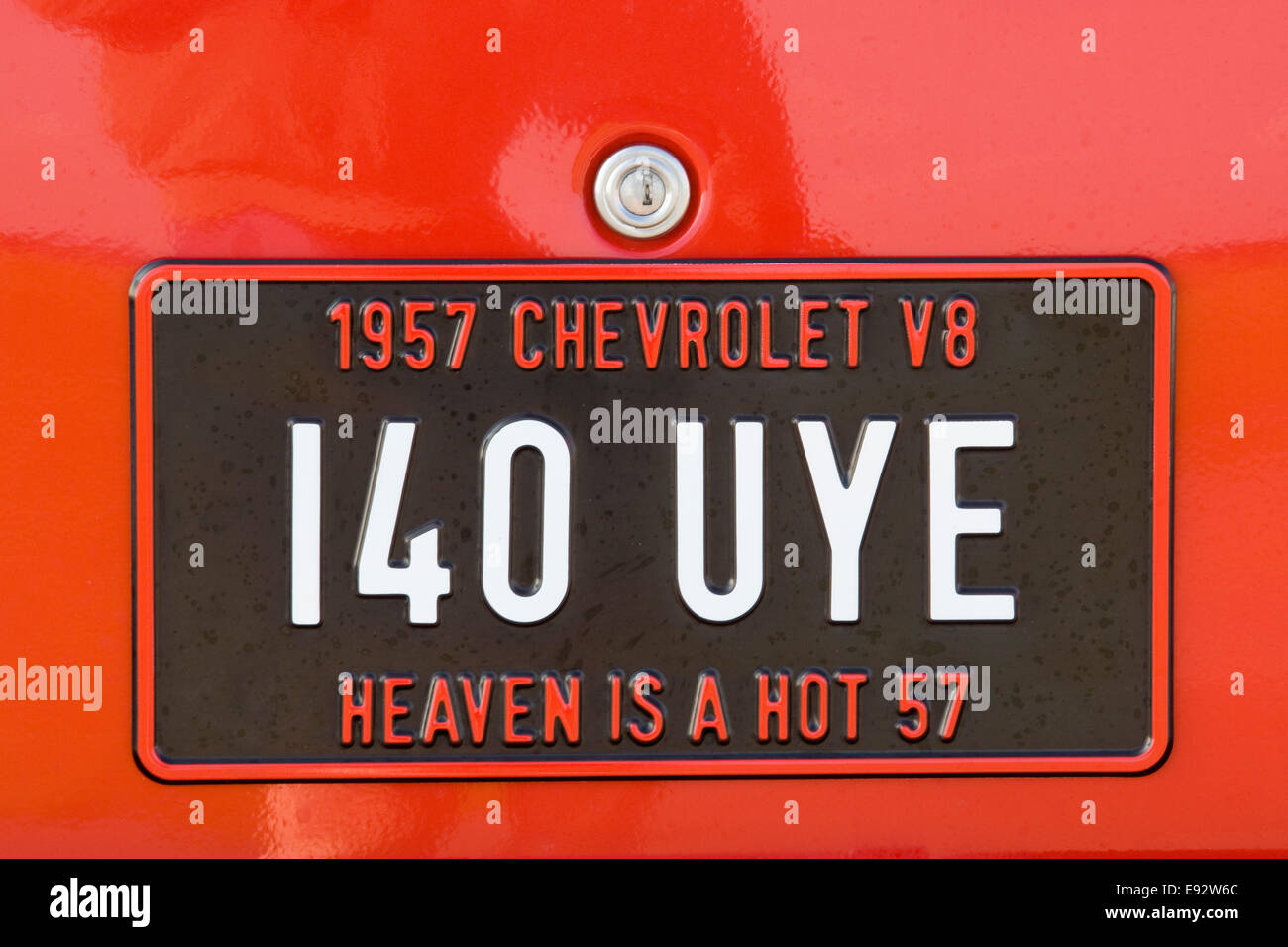 A Number plate on a 1957 Chevrolet VS "Heaven is a Hot 57 Stock Photo -  Alamy