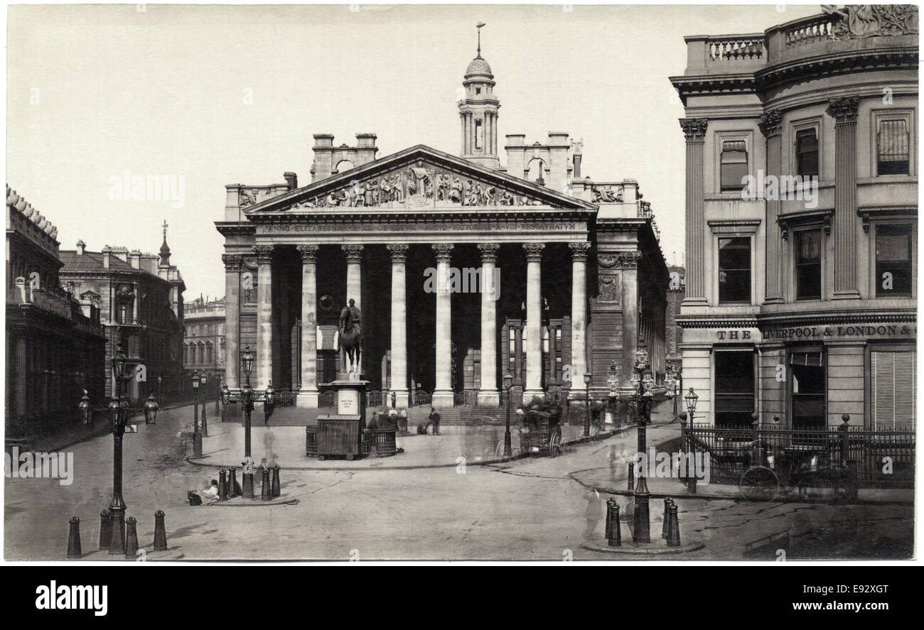 Royal Exchange, London, England, United Kingdom, Albumen Print, circa 1890 Stock Photo