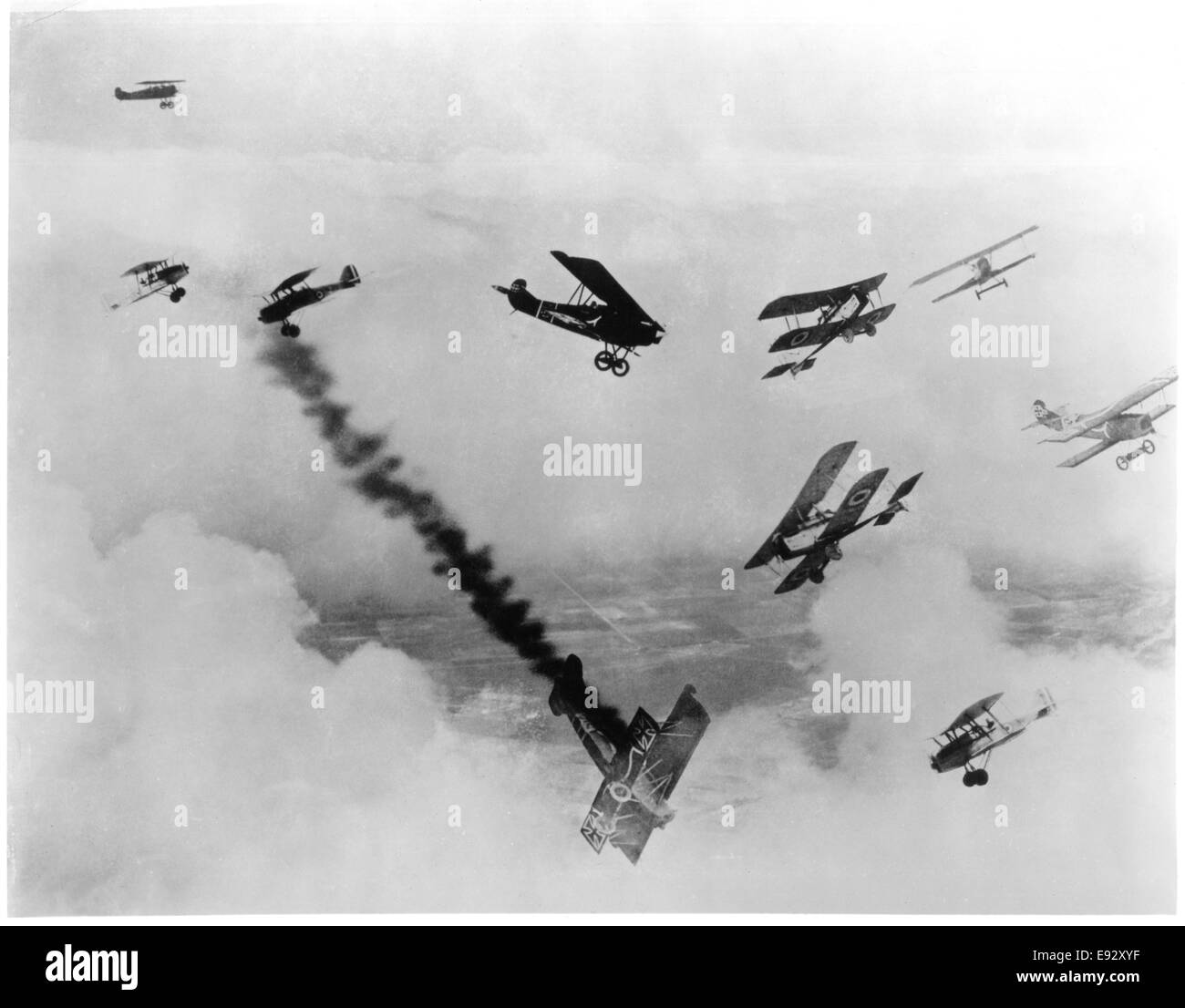 WW1 photo of German biplane fighter in flight #2 WW1 photo of German biplane fighter in flight #2