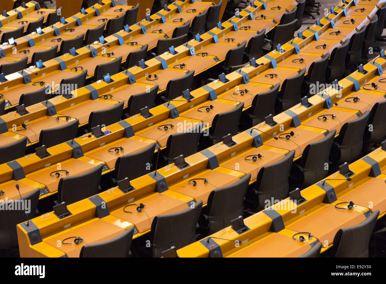 The European Parliament Room (debating chamber) in Brussels. Stock Photo