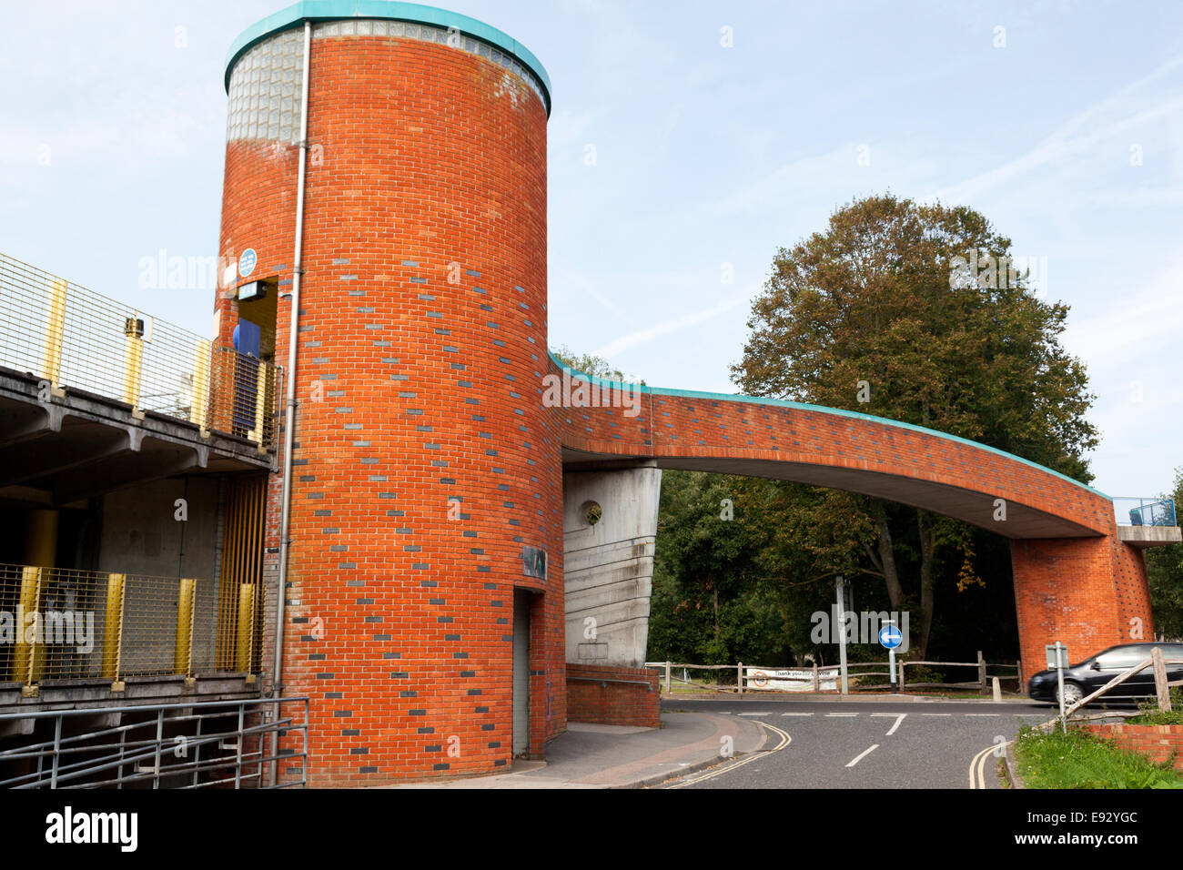 Pedestrian entrance to multi-storey car park across the ring road, Chichester, West Sussex Stock Photo