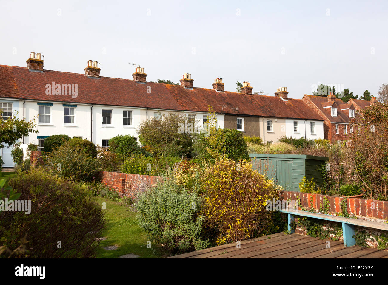 Row of houses along the harbour front, Bosham, West Sussex Stock Photo