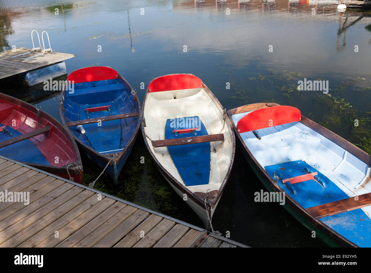 dinghies for hire in Southgate Canal Basin, Chichester, West Sussex Stock Photo