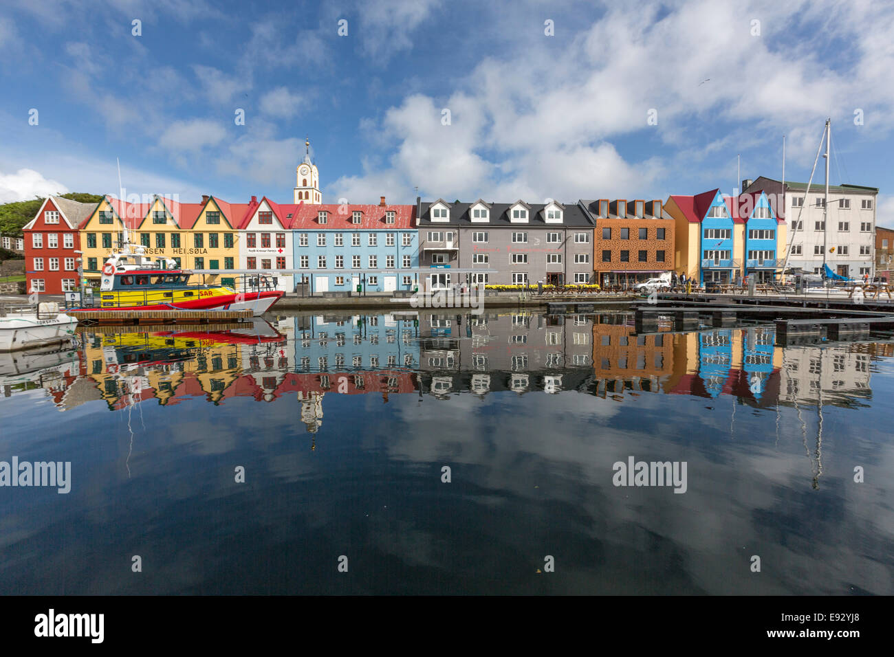 Reflection in the Torshavn harbor, Stock Photo
