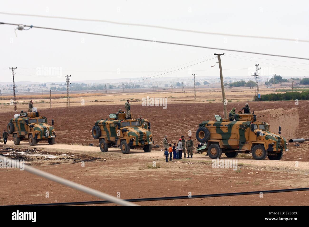 Ankara, Turkey. 17th Oct, 2014. Turkish military vehicles stand by at ...
