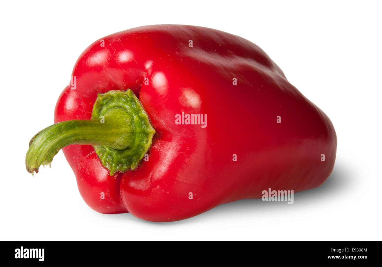 Red Bell Pepper Deployed Isolated On White Background Stock Photo