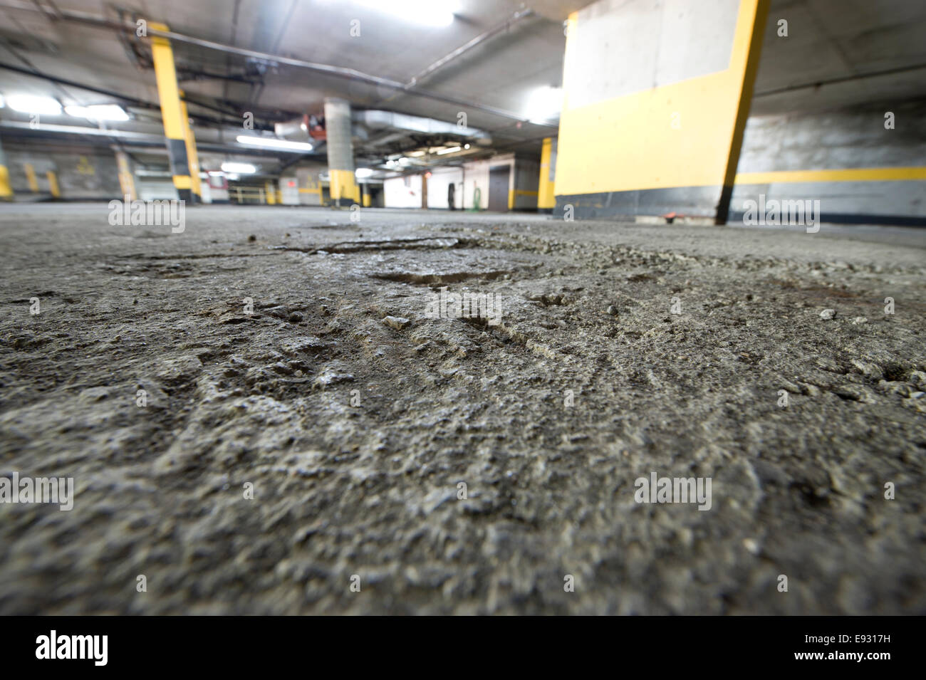 Damaged,worn,indoor parking garage Stock Photo Alamy