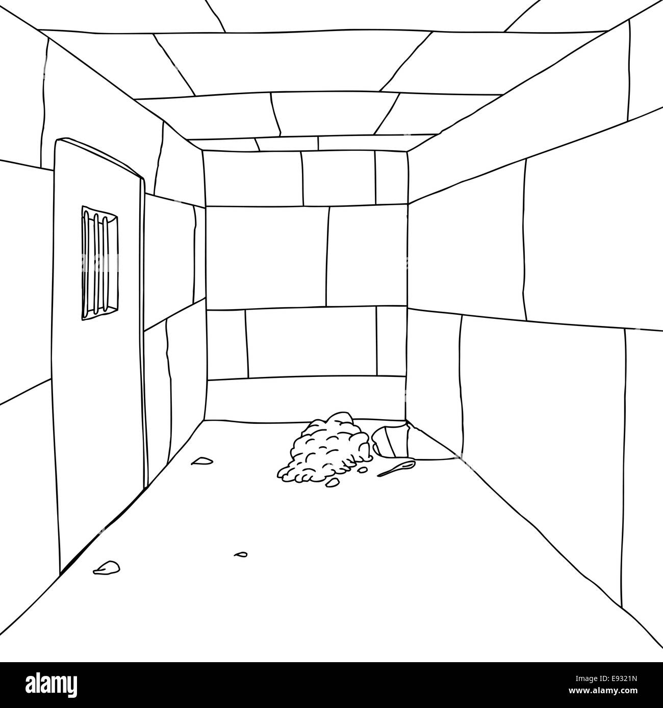 Outline background of prison cell with hole Stock Photo