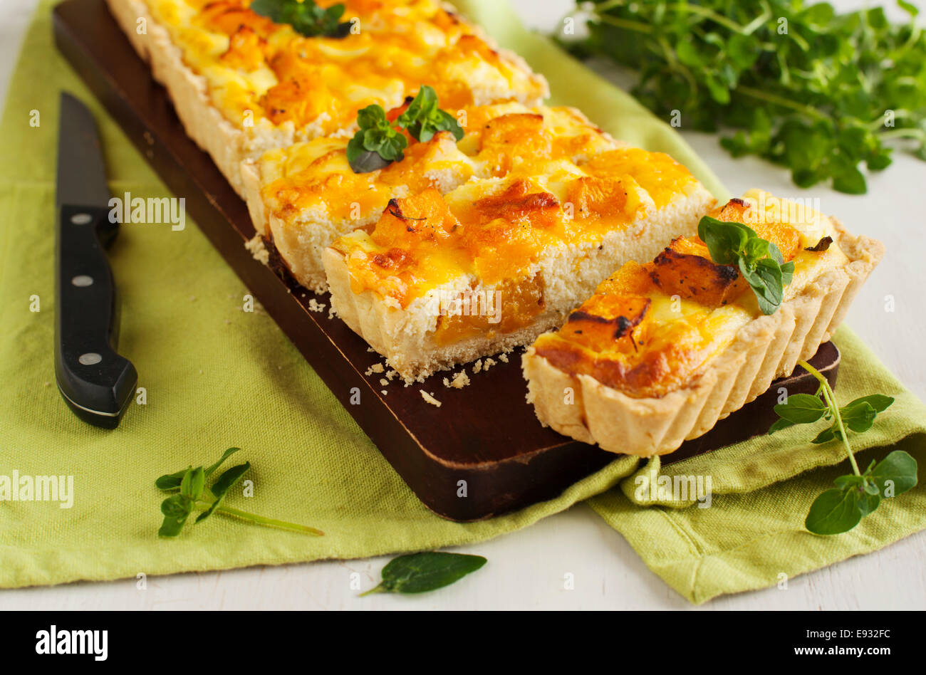 Tart with pumpkin and ricotta Stock Photo