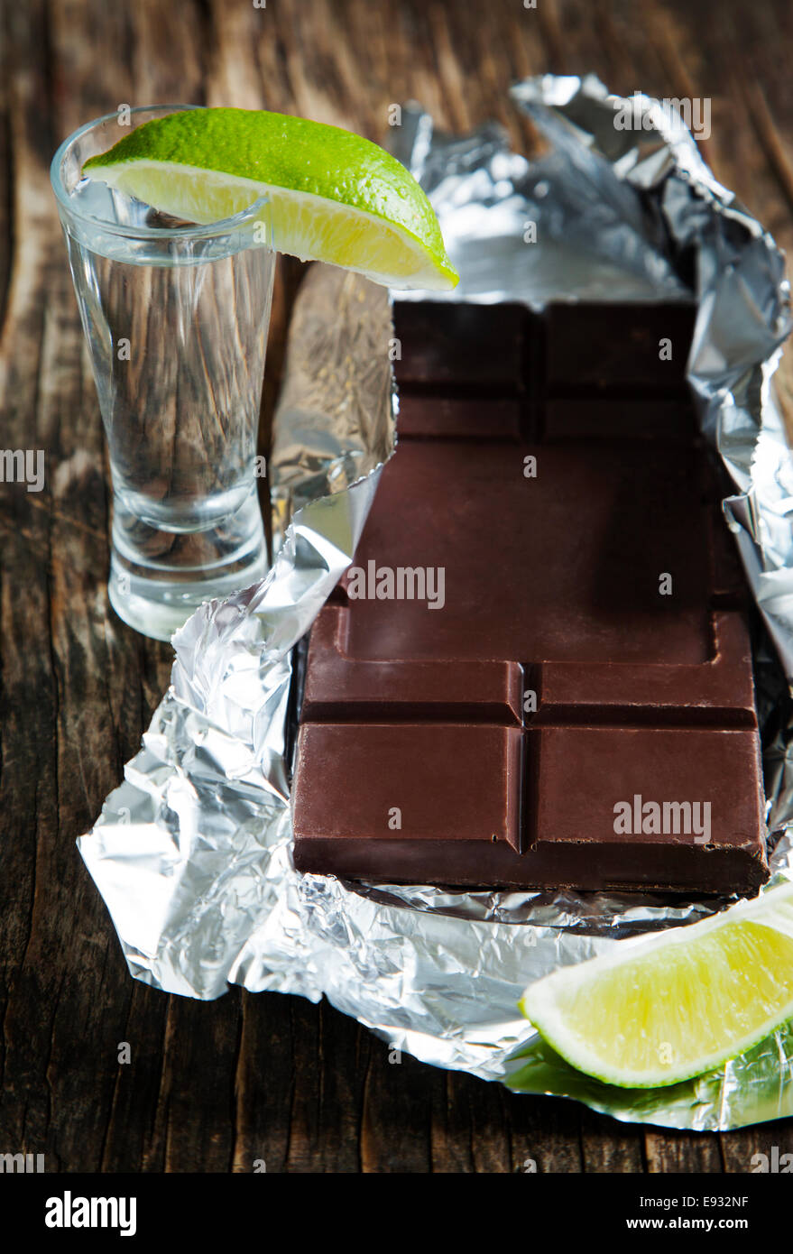 Tequila and dark chocolate Stock Photo Alamy