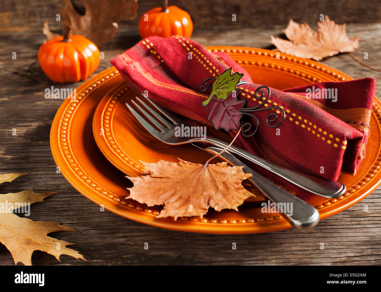 Autumn table setting Stock Photo