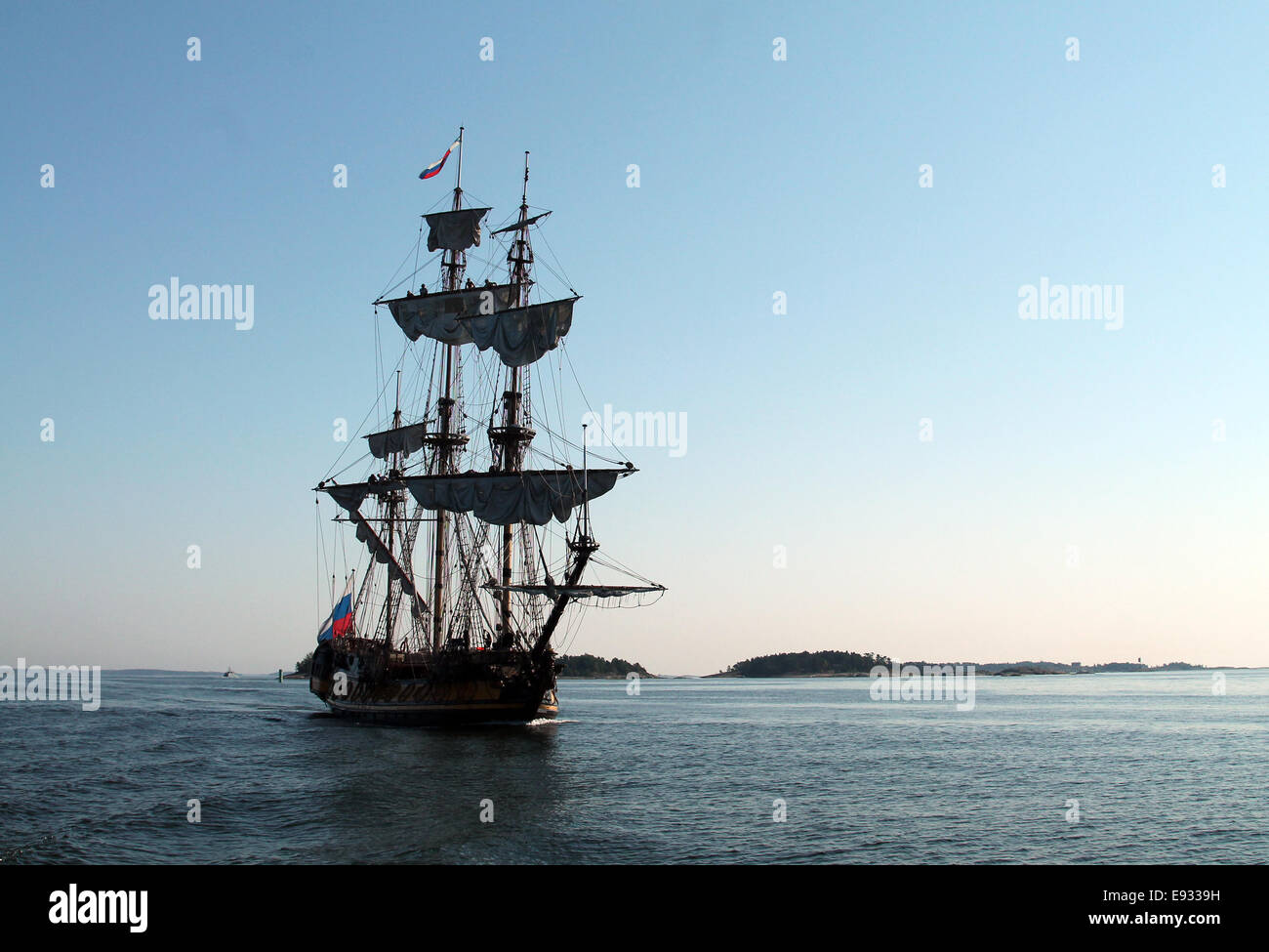 Russian old pirate-style ship in Finland Stock Photo