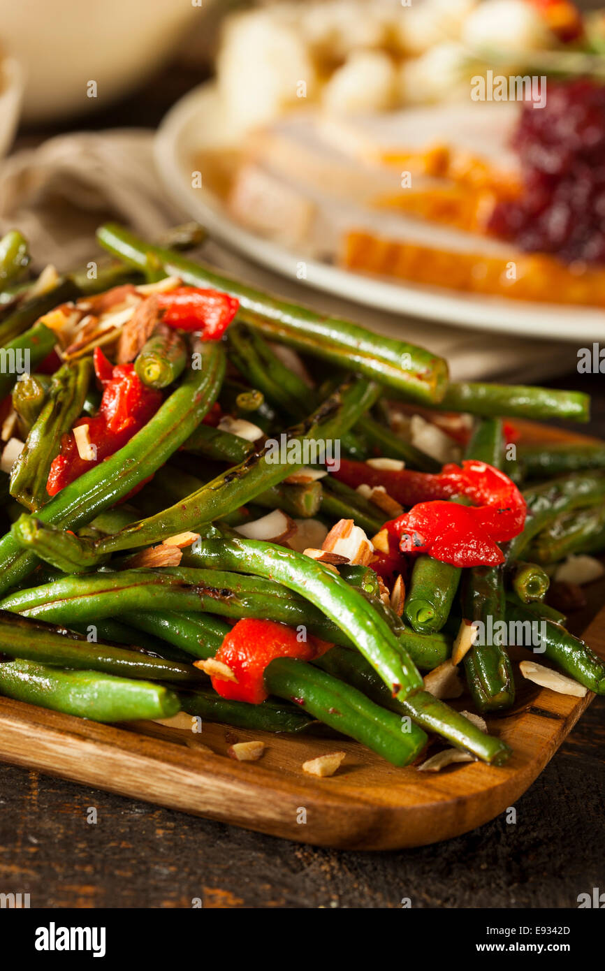 Healthy Sauteed Green Beans with Almonds and Peppers Stock Photo Alamy