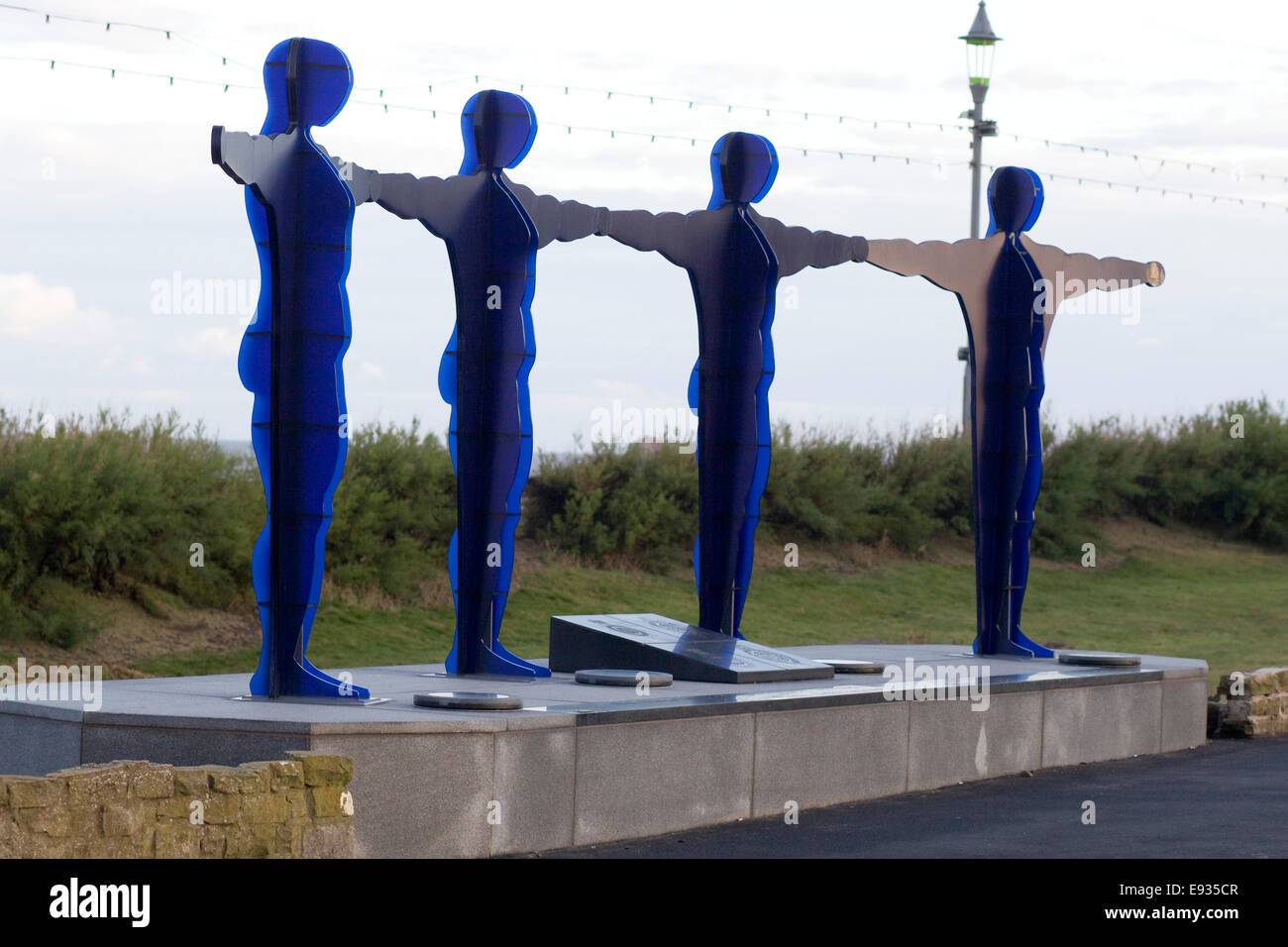 A statue honouring Blackpool's emergency services, Four Blue Men, 999 Statue Stock Photo
