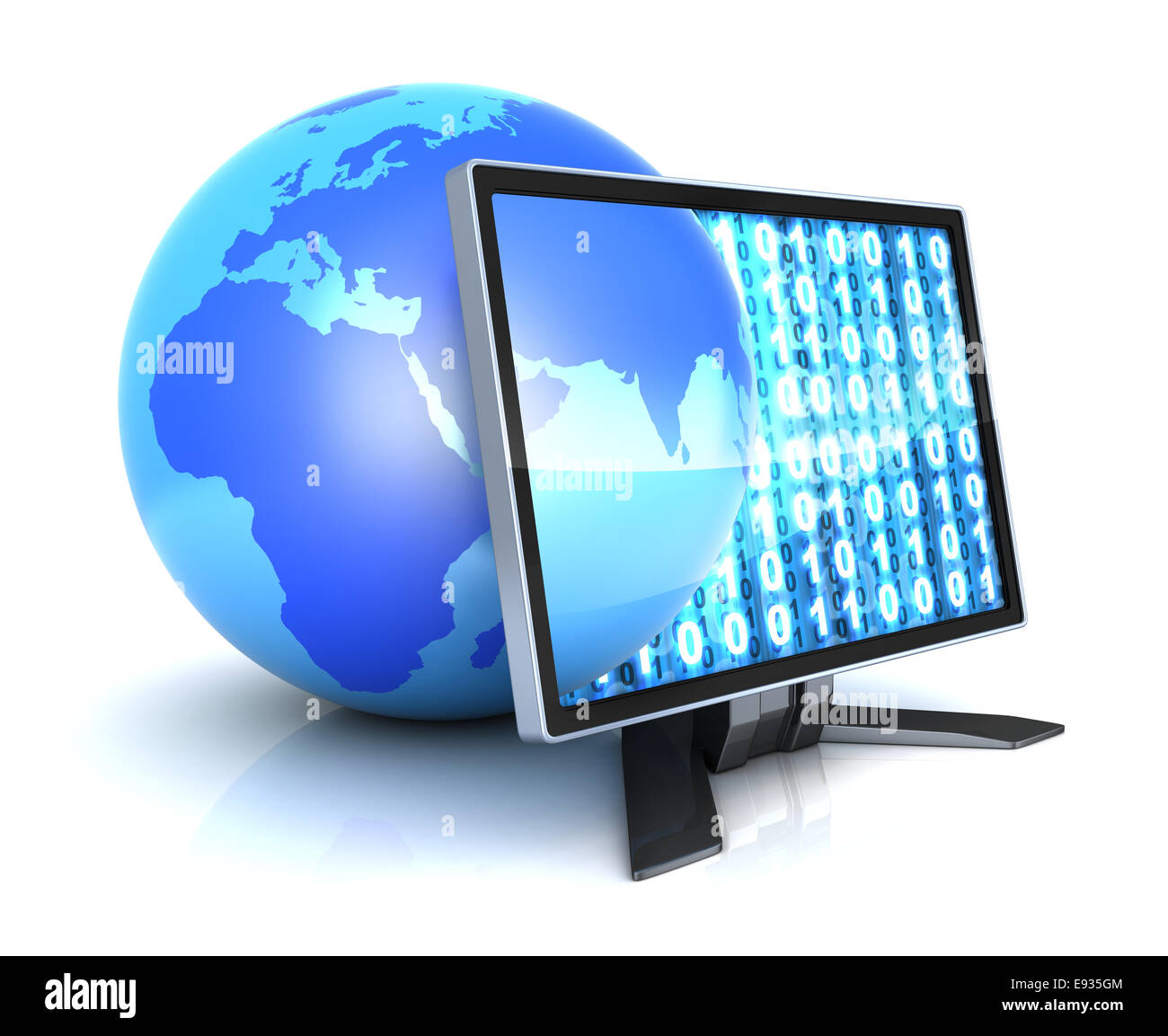 Monitor and abstract  earth (done in 3d) Stock Photo