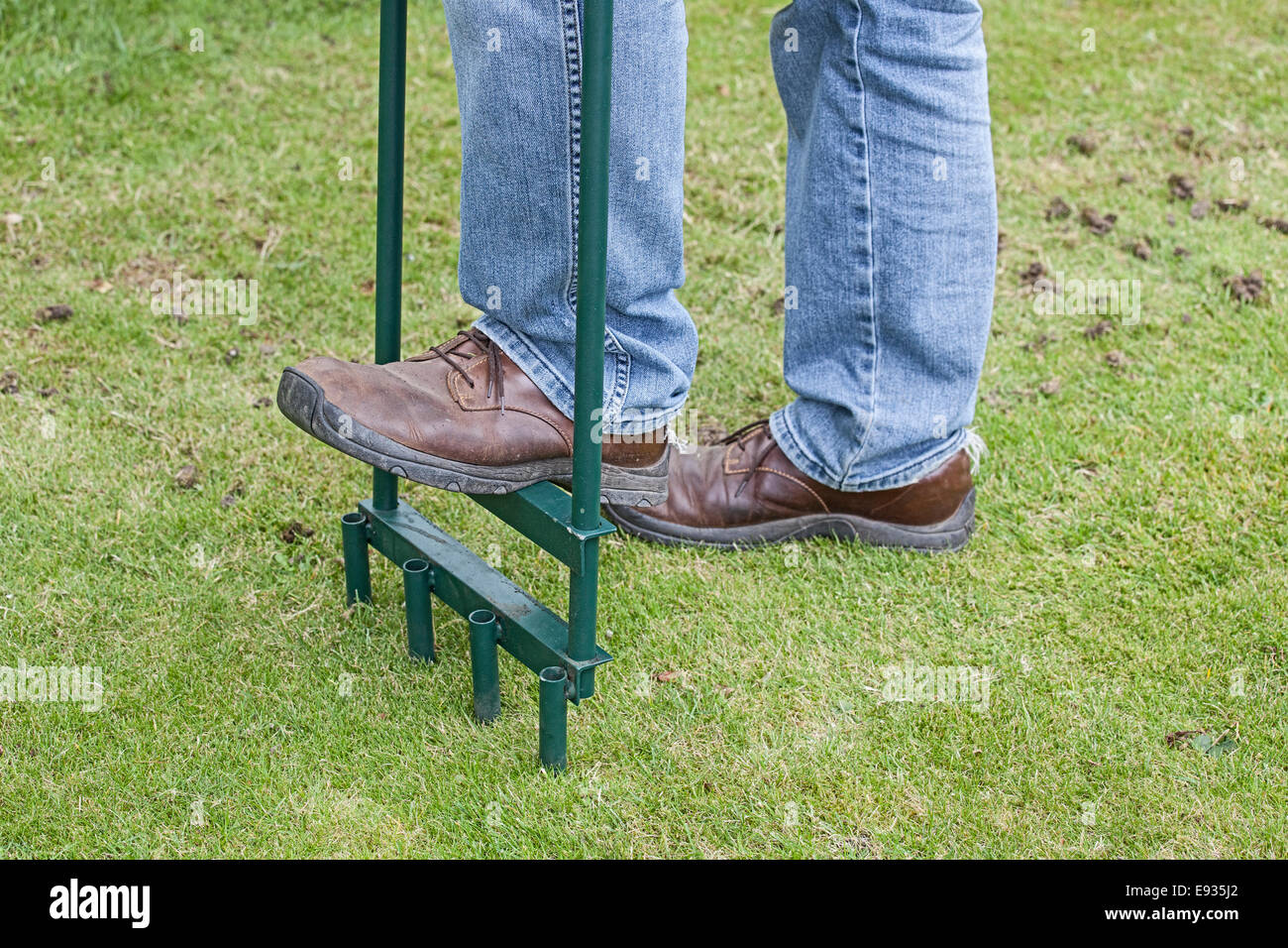 aerating your lawn Stock Photo