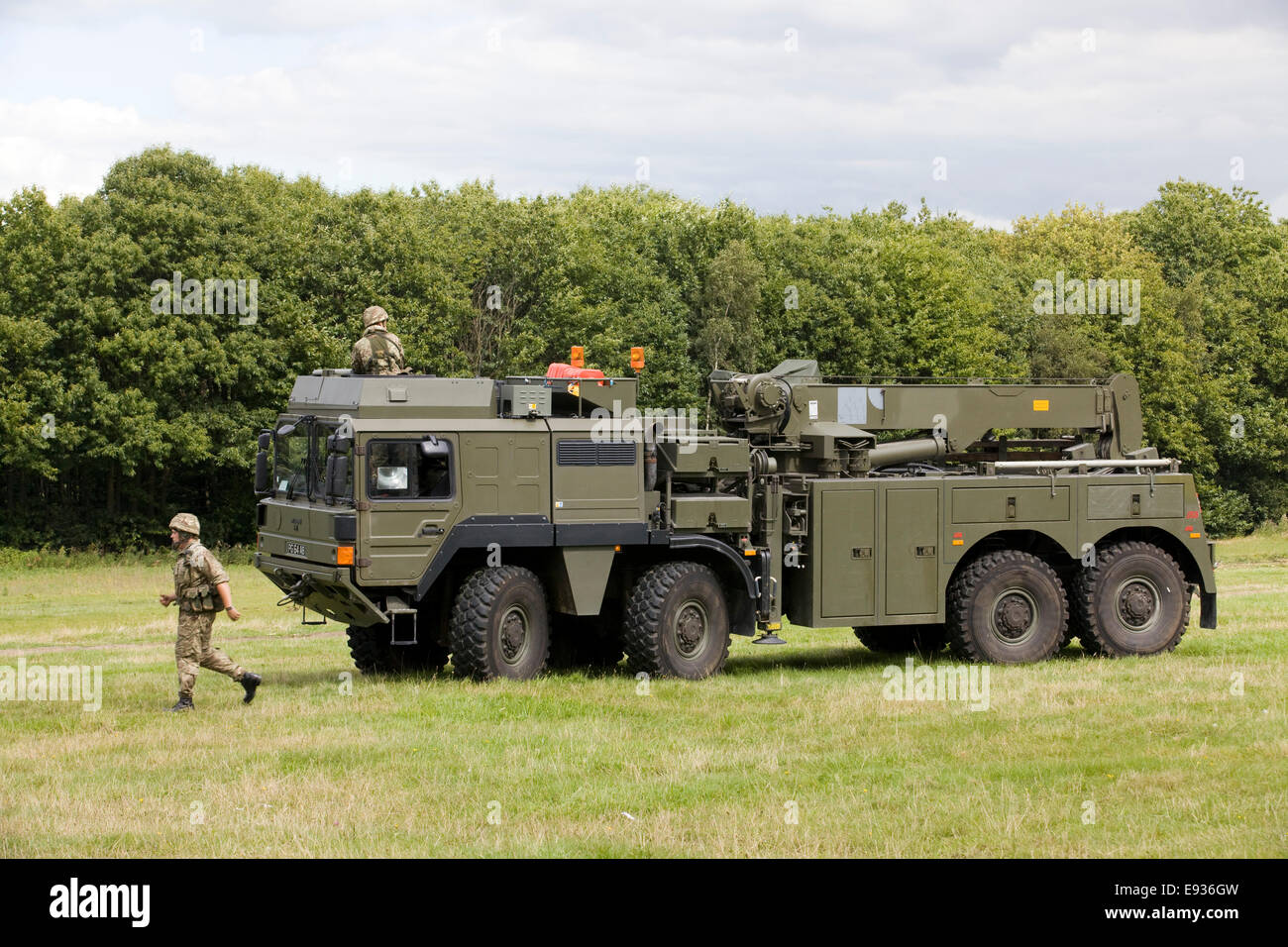 The MAN Support Vehicle Under attack at a reenactment Stock Photo
