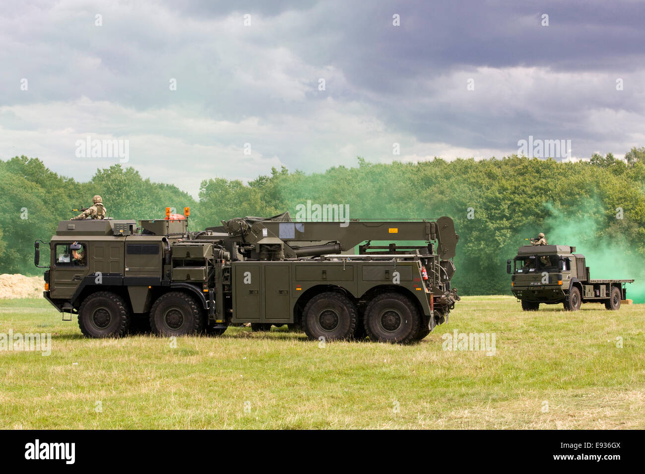 The MAN Support Vehicle Under attack at a reenactment Stock Photo
