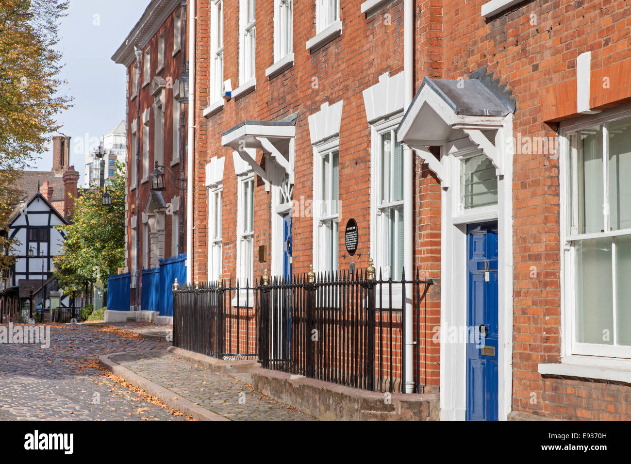 Early 19th century town houses in Priory Row, Coventry, Warwickshire, England, UK Stock Photo