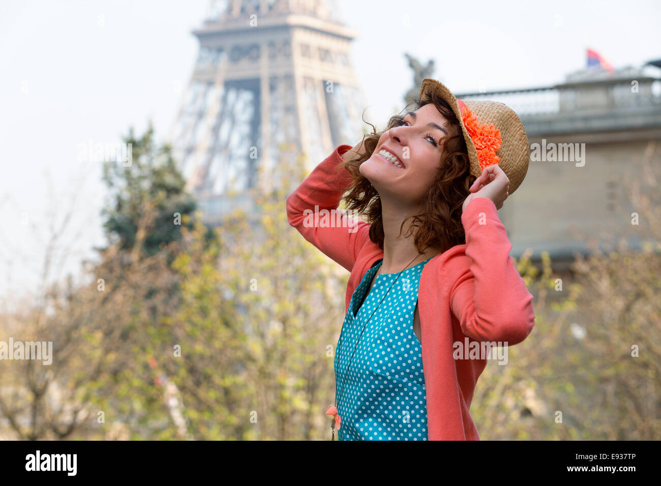 Portrait of woman in Paris Stock Photo