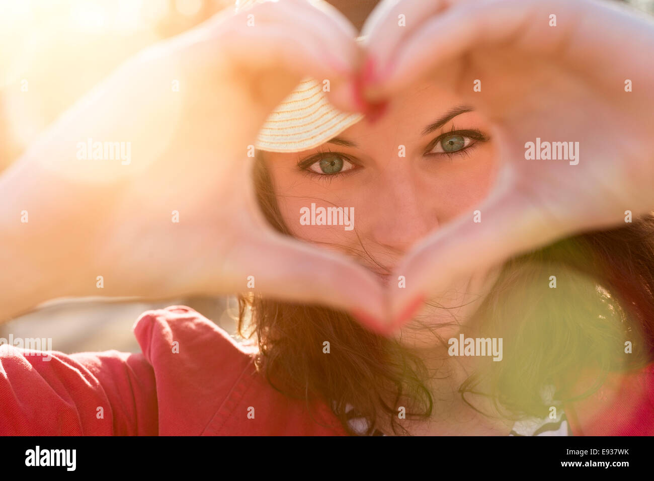 woman making a heart Stock Photo