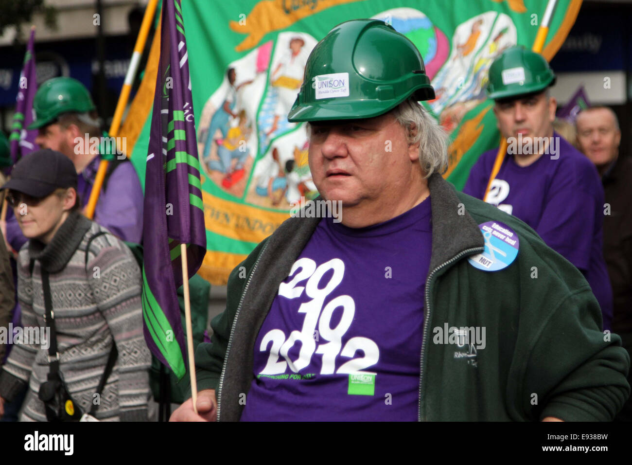 Unison Members Unison member taking part in the TUC march and demonstration in central ...