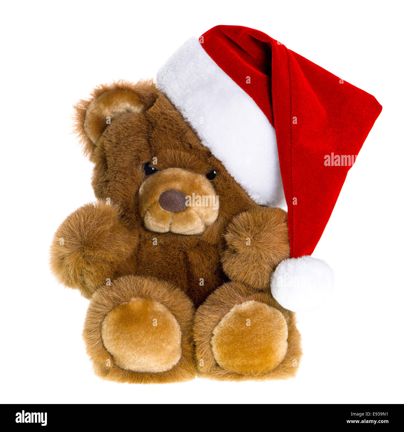 cute vintage teddy bear with red santa hat. christmas decoration Stock ...