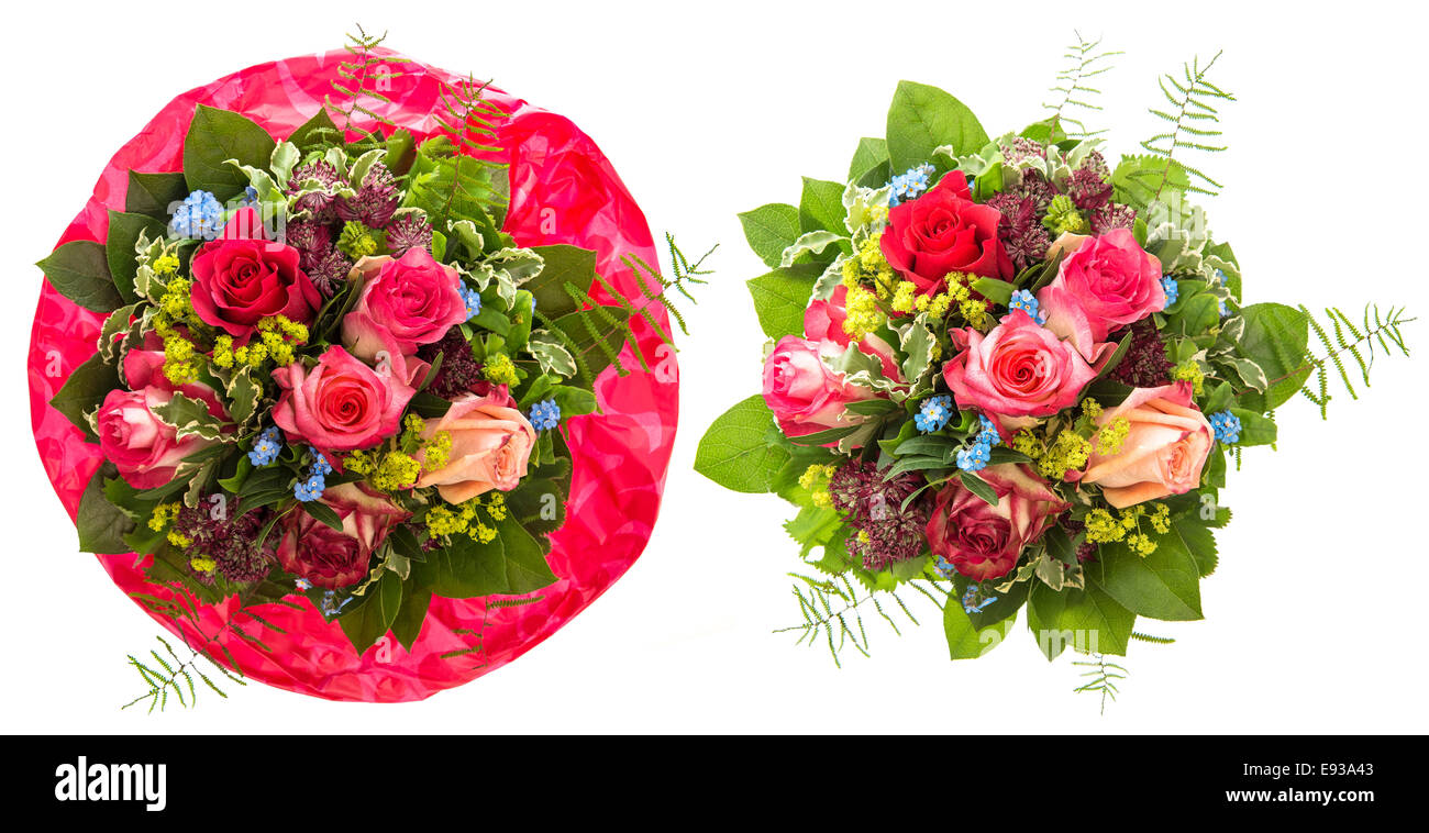bouquet of red and pink roses isolated on white background Stock Photo Alamy