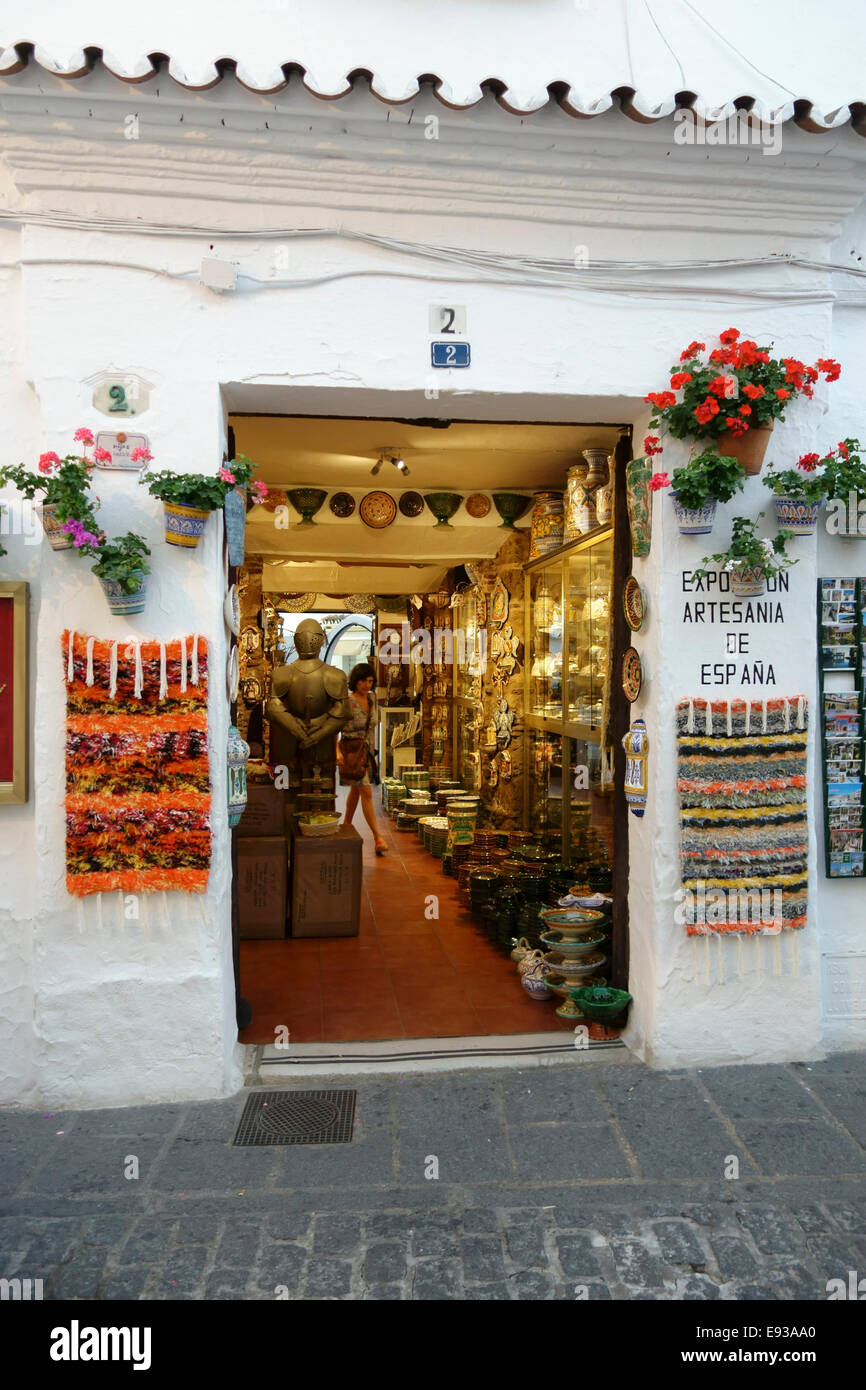 Spanish pottery and ceramic shop in Mijas, Andalusia, Southern Spain