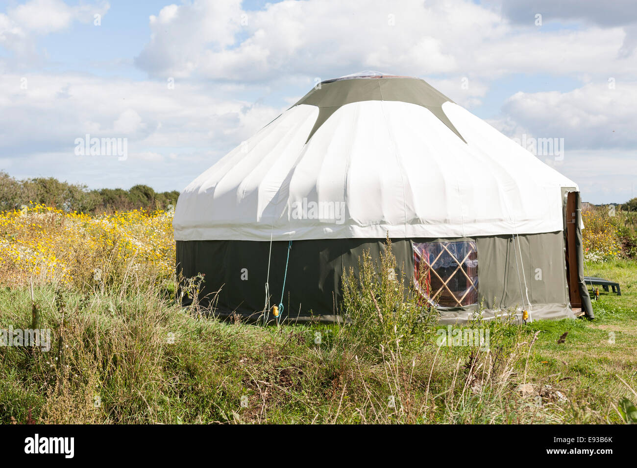 Yurt for camping at Higher Nature, East Prawle, Devon Stock Photo