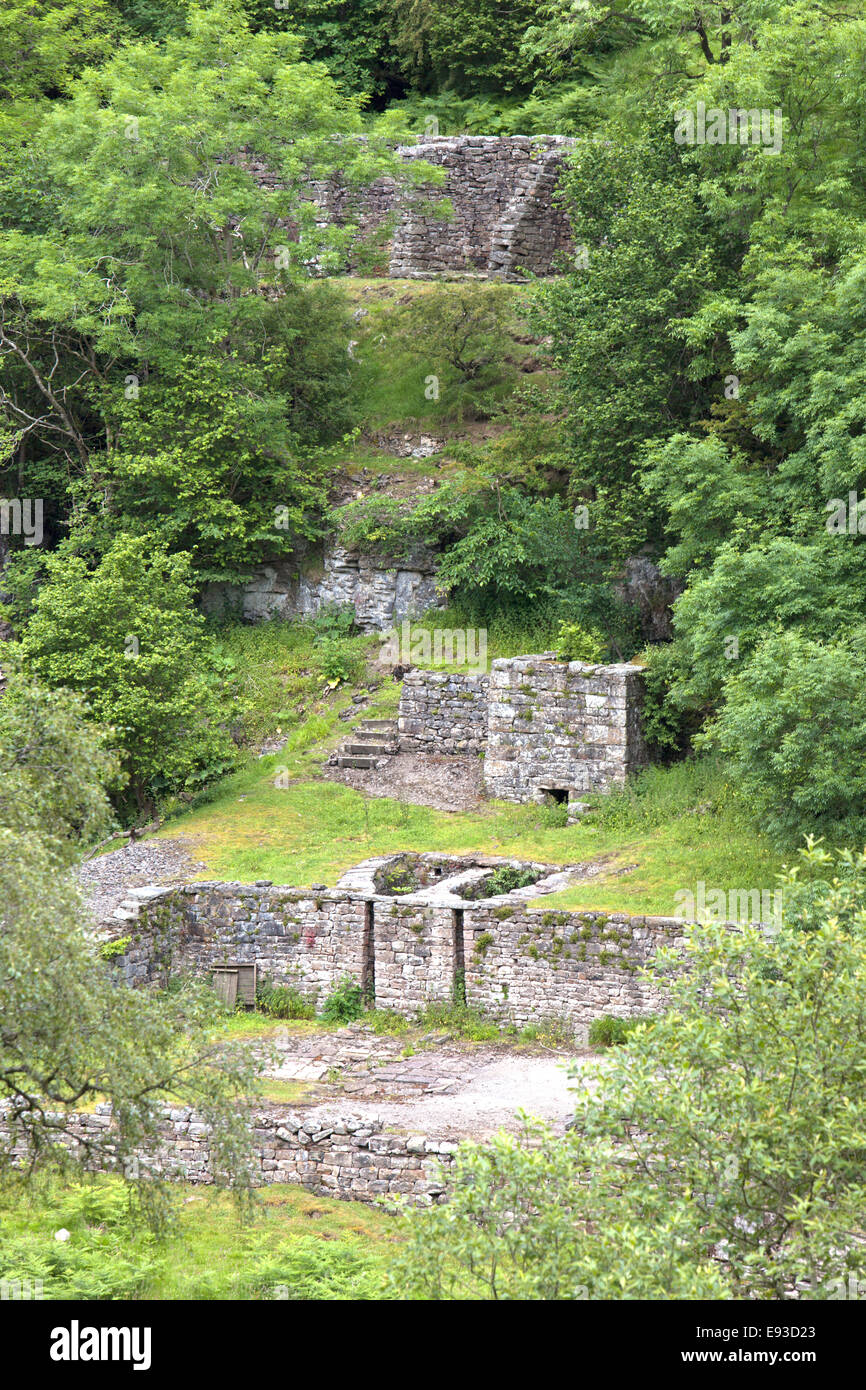 Disused mine workings seen from the Pennine Way near Keld, Yorkshire Dales National Park, North Yorkshire, England, UK Stock Photo