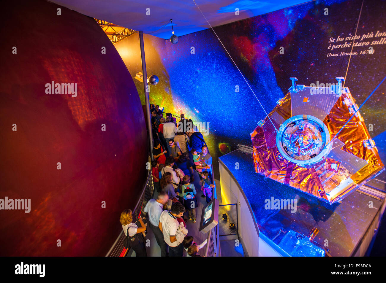 Italy Piedmont Turin Pino Torinese Inauguration of the new museum area of the Turin Museum Planetarium Astronomy and Space INFINI.TO 17th October 2014 -Reproduction of satellite Beppo Sax Stock Photo