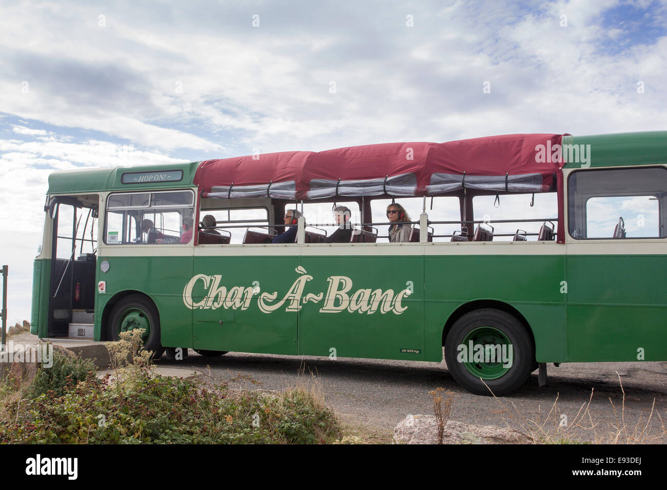 Char A Banc tour bus Jersey Channel Islands Char à Banc Island coach tours  of Jersey Stock Photo - Alamy