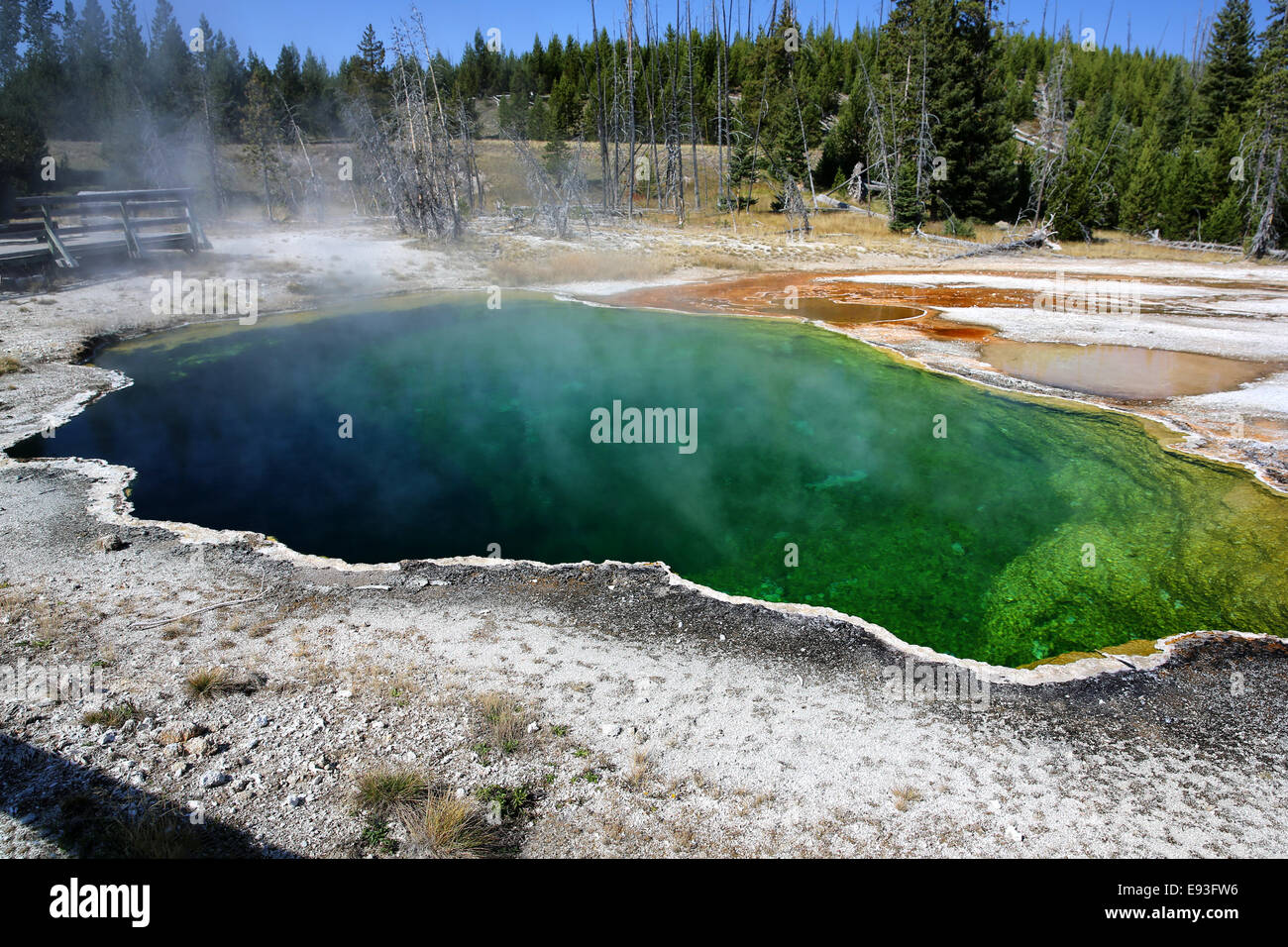Abyss Pool  in West Thumb Geyser Basin of Yellowstone National Park, Wyoming, USA Stock Photo